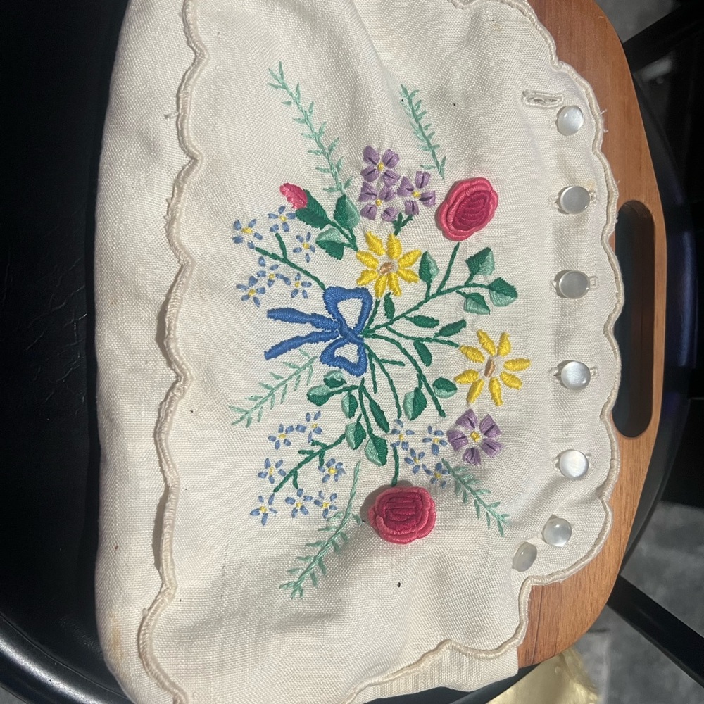 Cute cloth and wood clutch purse